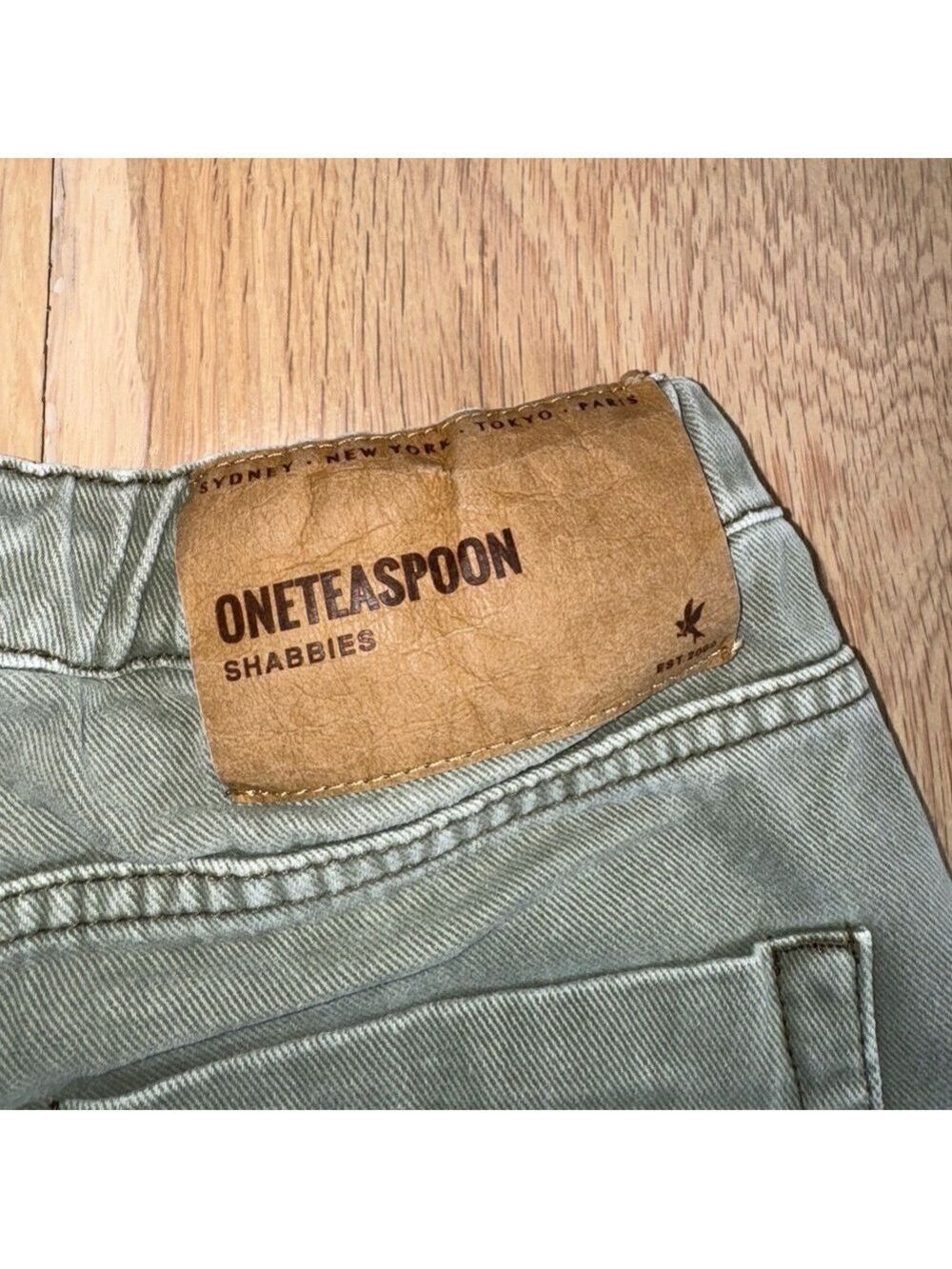 One Teaspoon Shabbies Drawstring Boyfriend Jeans Super Khaki Size Small NWT - Picture 9 of 11